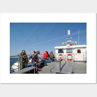 Blue skies aboard a Farne Island tour boat Posters and Art